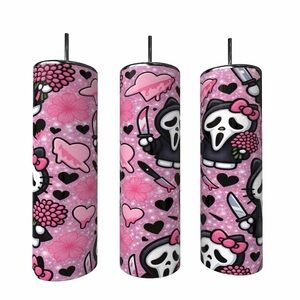 Scream Hello Kitty Faux Glitter Pink Tumbler